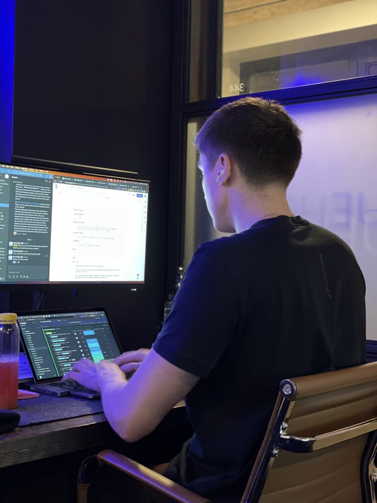 Team member working on computer